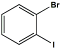 Chemical diagram for 1-Bromo-2-iodobenzene Cas # 583-55-1